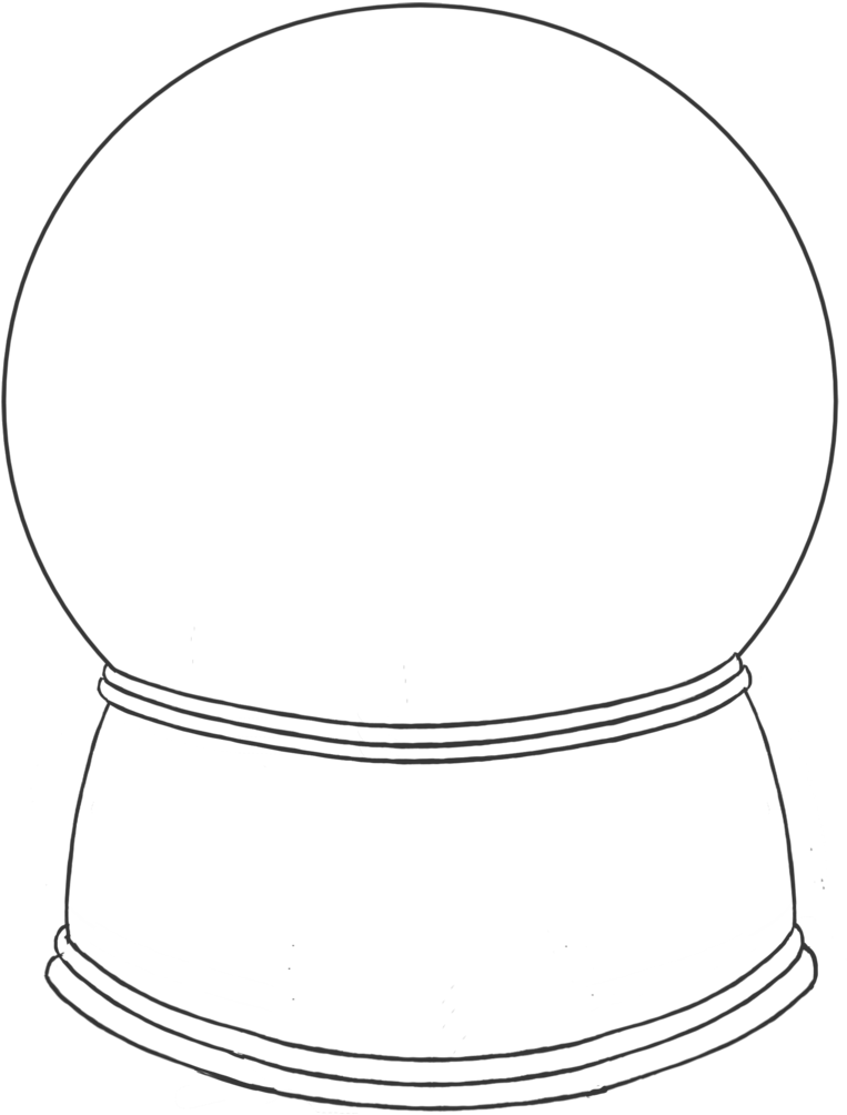 Snowglobe Drawing Dark - Line Art Clipart (1280x1274), Png Download