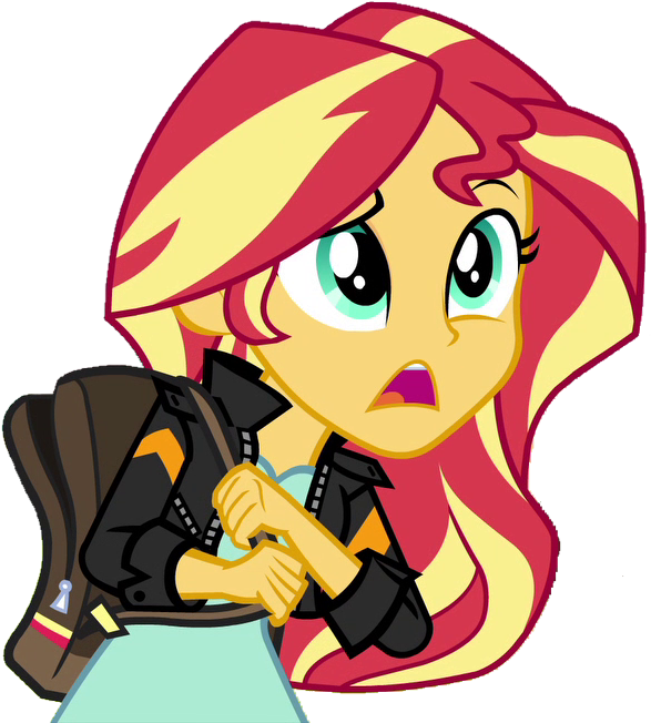 Download Fella, Bag, Clothes, Confused, Equestria Girls, - Mlp Sunset Shimmer Eg Clipart (587x652), Png Download