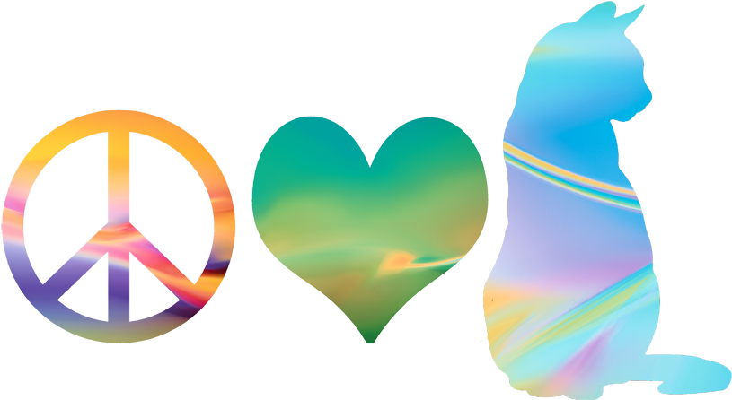 Heartzenminds - Peace Love Cats Clipart (942x550), Png Download