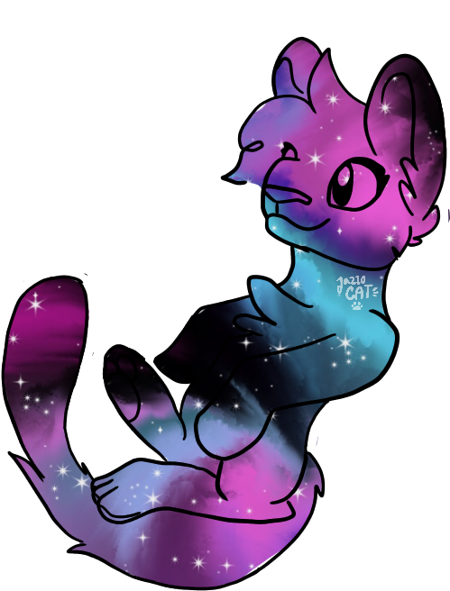 Galaxycat Galaxy Cat Kitty Sparkles Pink Black Kawaii - Cartoon Clipart (768x768), Png Download