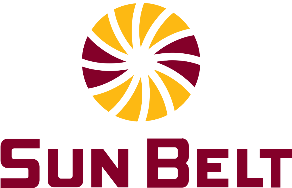 Sun Belt Logo In Louisiana Monroe Colors - Sun Belt Conference Clipart (1024x666), Png Download