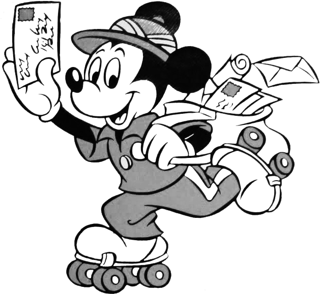 Black & White Mickey Clipart Black Mail Man Clipart - Mickey Mouse And Friends Black And White Clip Art - Png Download (658x610), Png Download