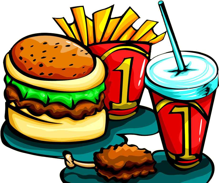 Cartoon Burger And Fries - Burger Png Cartoon Png Clipart (1024x767), Png Download