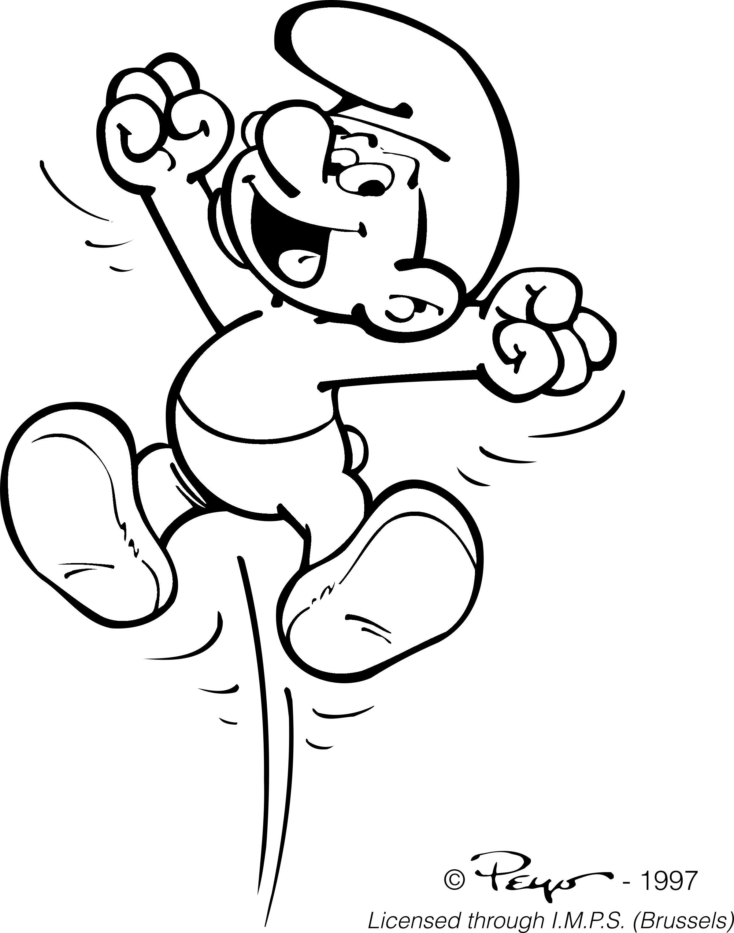 Smurf Logo Black And White - Happy Smurfs Clipart (2400x3049), Png Download