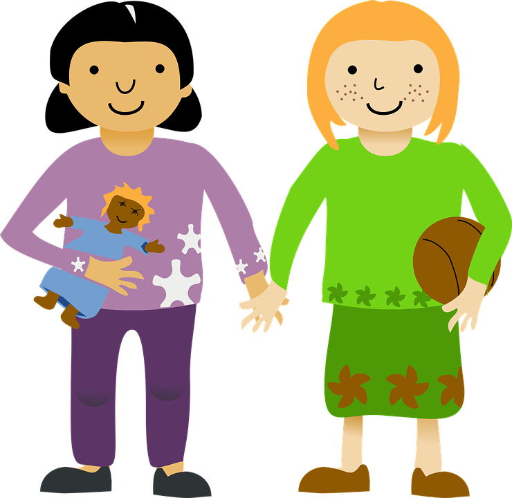 Children Girls Together - Old Generation And New Generation Clipart (740x720), Png Download