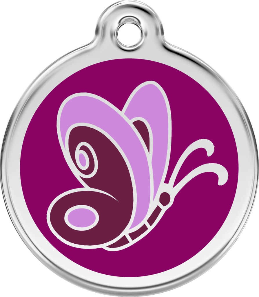 Red Dingo Stainless Steel & Enamel Purple Butterfly - Purple Butterfly 38mm Pet Tag By Red Dingo Clipart (894x1024), Png Download