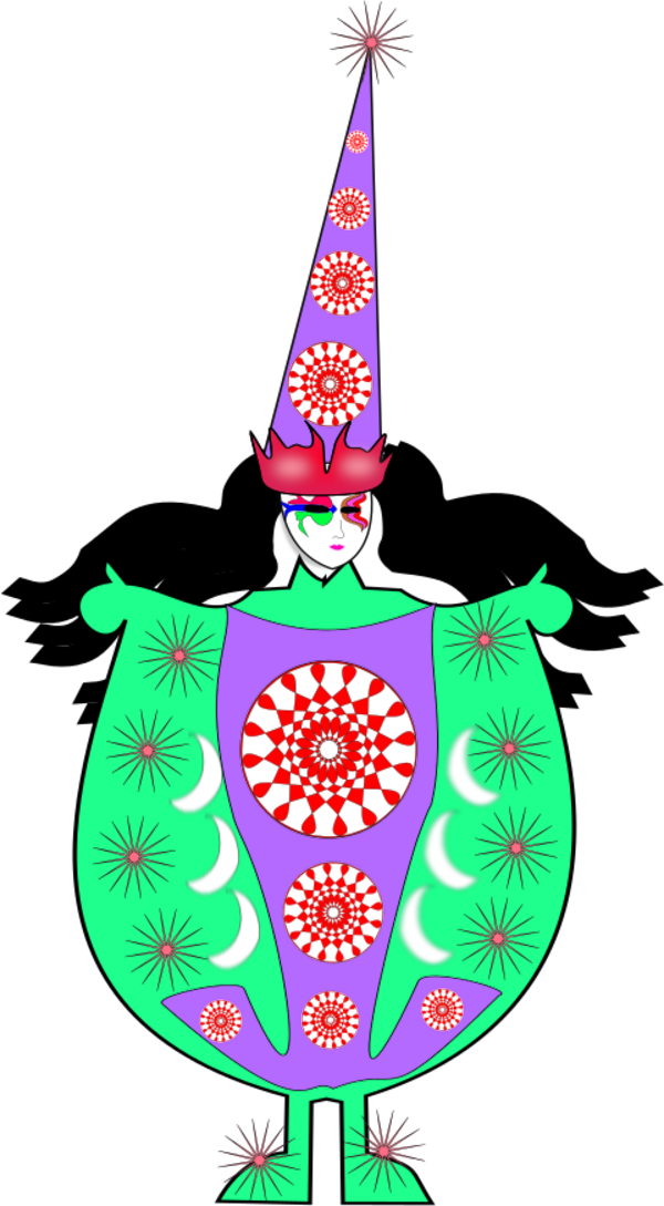 Clown Wearing Large Dress And Long Hat - Clip Art - Png Download (600x1089), Png Download