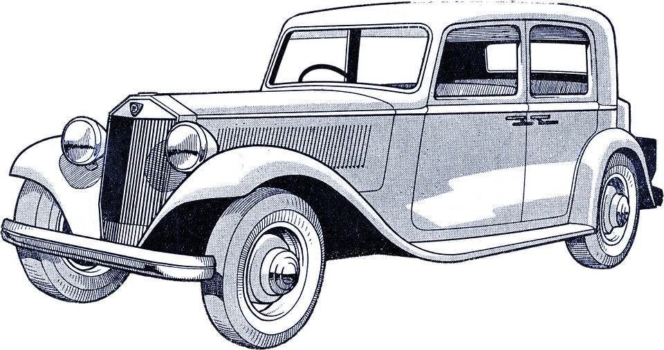 Vintage Car Illustrations - Carro Antigo Desenho Png Clipart (960x507), Png Download