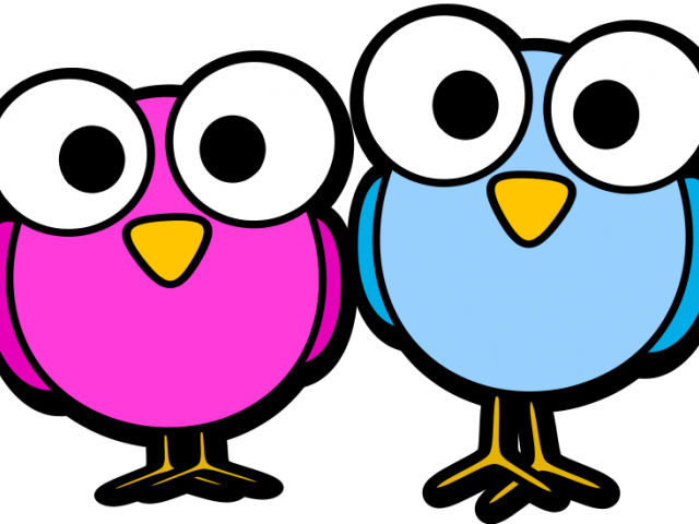 Blackbird Clipart Small Bird - Cartoon Birds Black And White - Png Download (640x480), Png Download