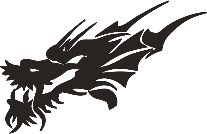 Lion Tattoo Clipart Black Dragon Face - Chinese Tribal Dragon Head - Png Download (705x582), Png Download