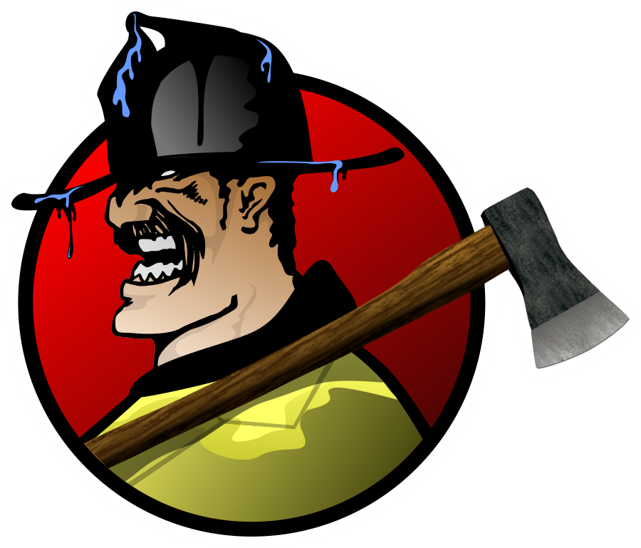 Png Black And White Stock Gruff Ax Sticker Firefighter - Firefighter Clipart (900x769), Png Download