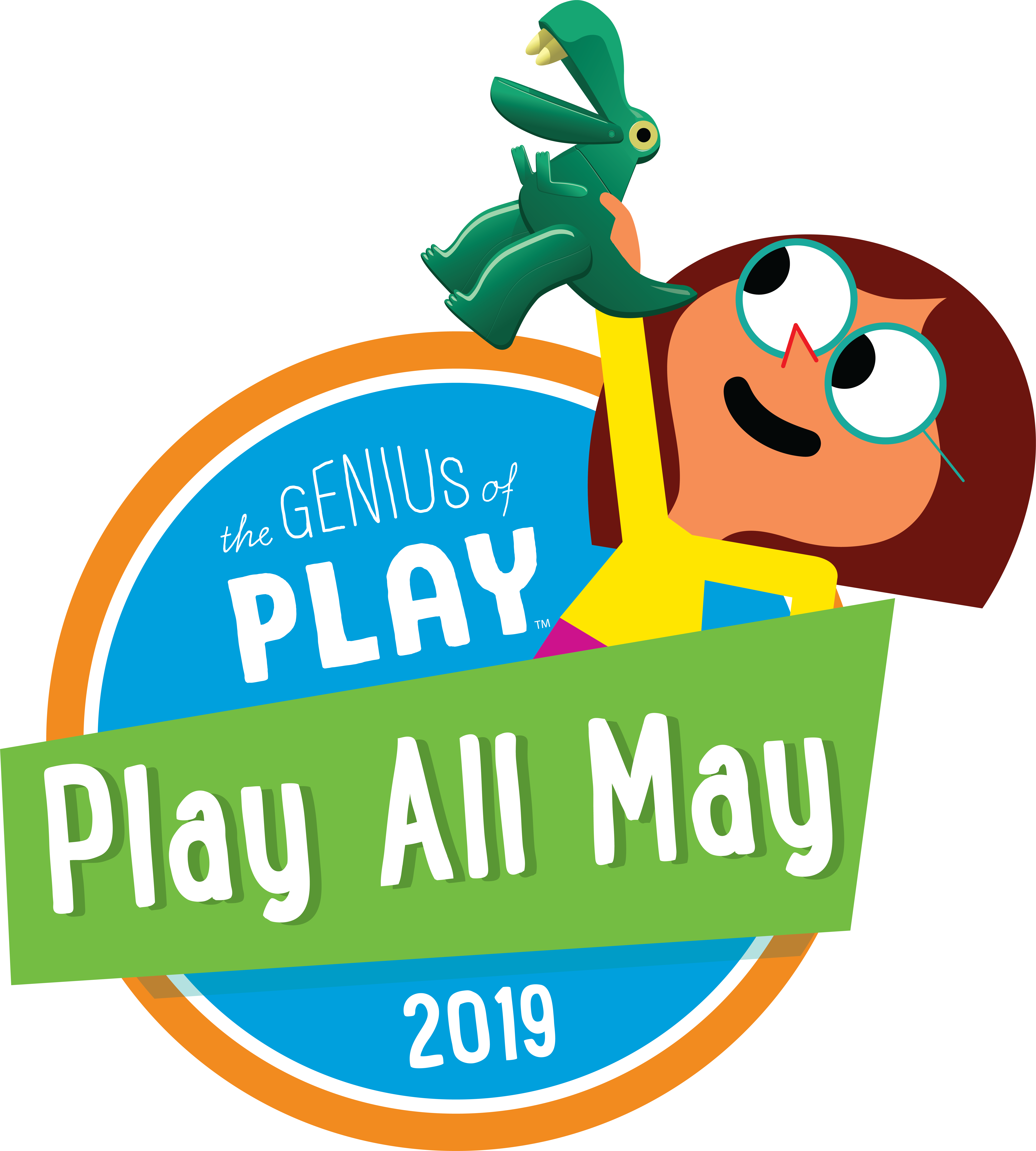 A Small Cartoon Girl With Glasses Plays With A Dinosaur Clipart (7203x8001), Png Download