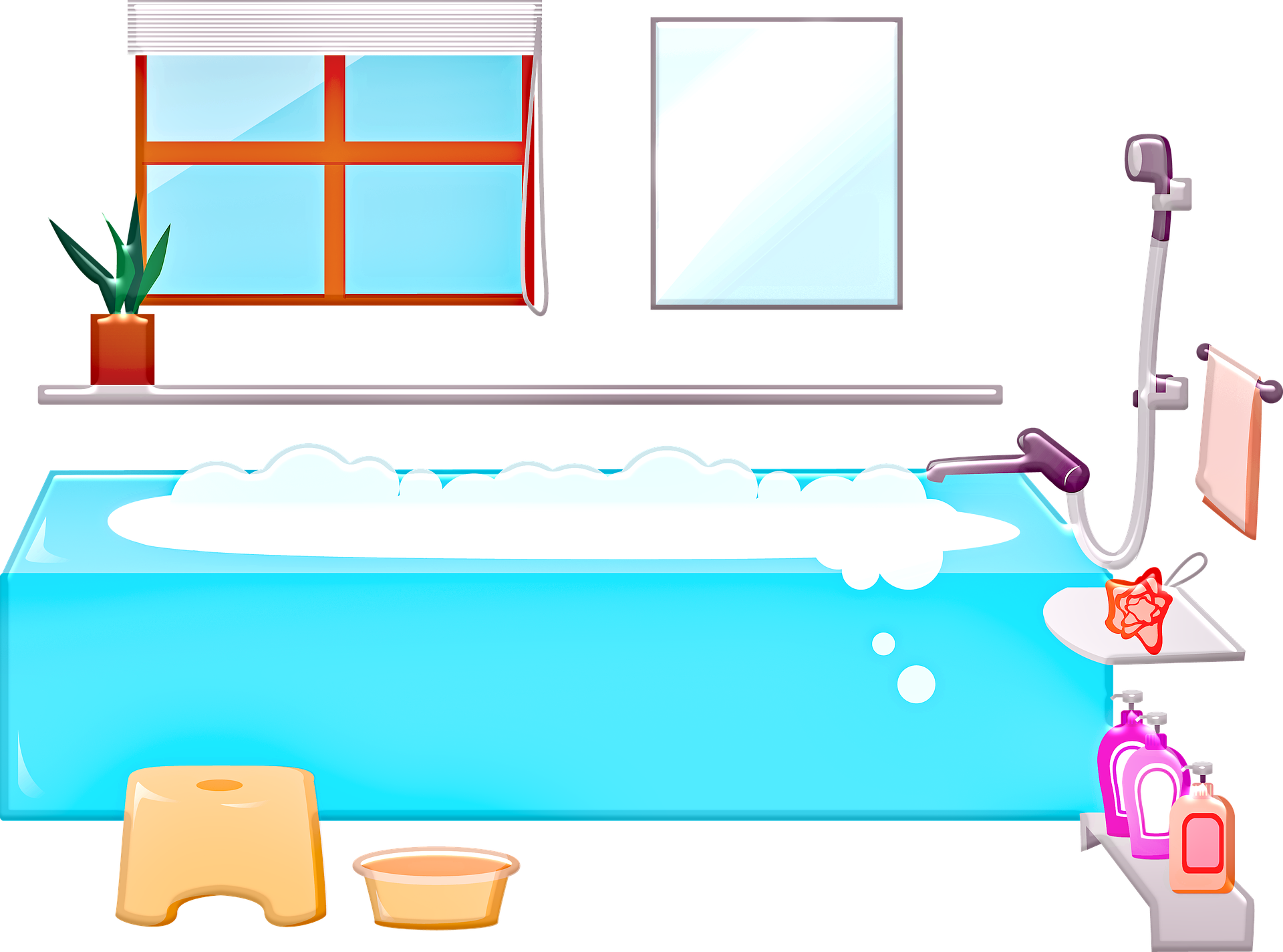 Bathtime Slips - A Poem - Cartoon Clipart (1920x1424), Png Download