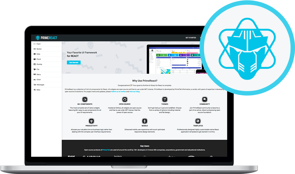 Primereact For React - Primefaces Components Clipart (1000x600), Png Download