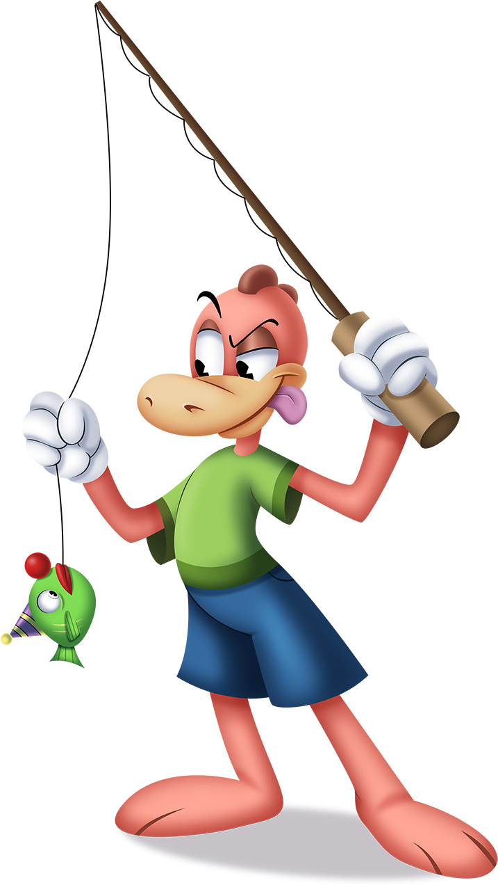 Awesome Fishing Caught Fish Transparent & Png Clipart - Fishing Toon (760x1346), Png Download