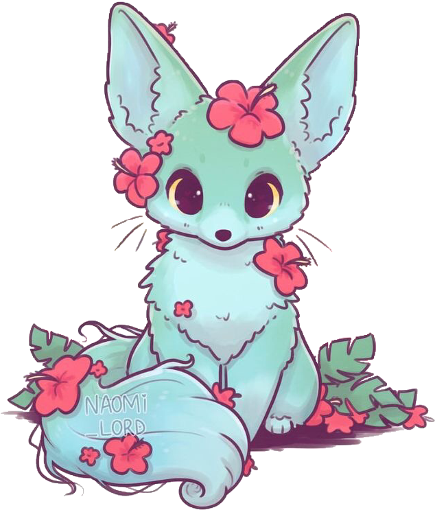 #naomilord #fox #fennecfox #green #floral #flowers - Naomi Lord Art Animal Clipart (750x752), Png Download