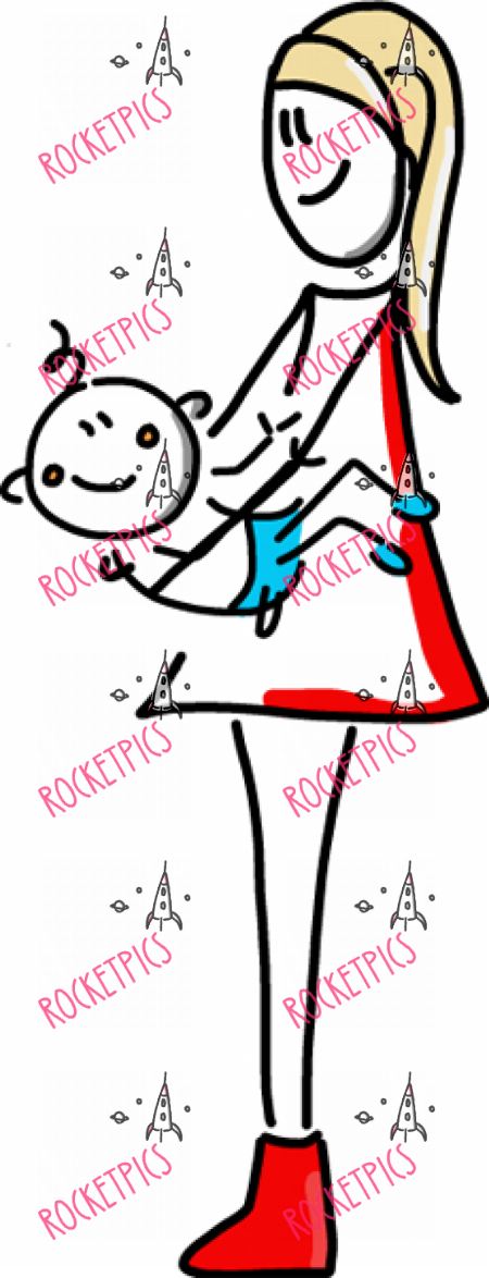 Junge Mutter Mit Baby Clipart (450x1174), Png Download