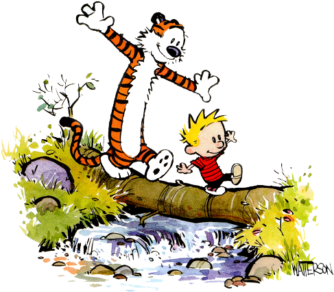 Calvin And Hobbes Clipart Transparent - Calvin And Hobbes Crossing Stream - Png Download (640x480), Png Download