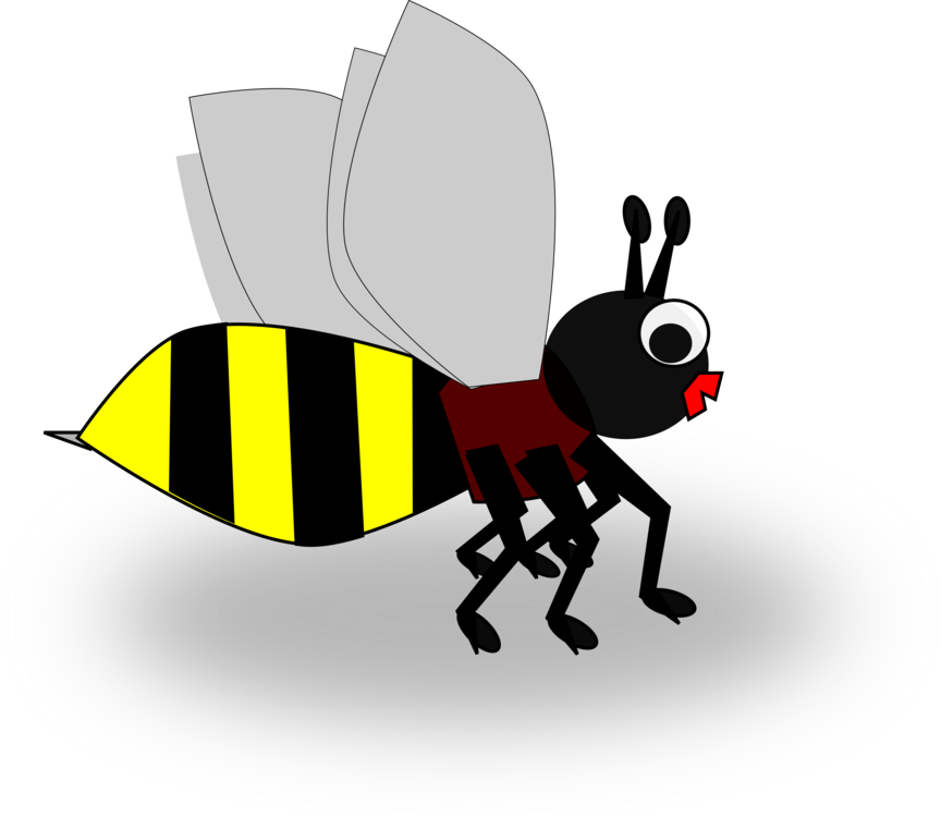 Honey Bee Insect Wasp Cartoon - Custom Cartoon Bee Flask Clipart (864x750), Png Download