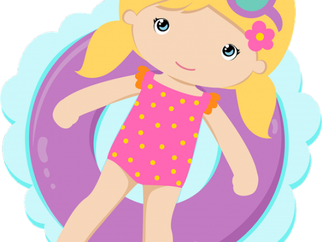 Pool Clipart Summer Season - Menina Piscina Desenho - Png Download (640x480), Png Download