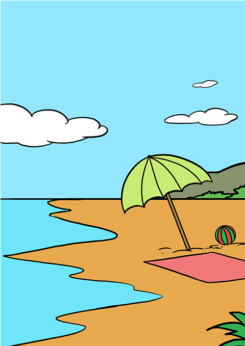 How To Draw Beach - Drawing Clipart (680x678), Png Download