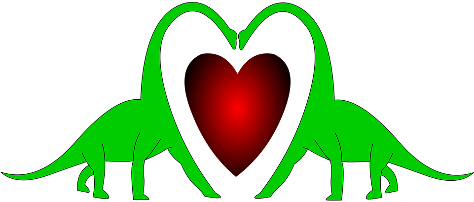 Heart Love Dinosaur - Dinosaur Love Heart Clipart (960x480), Png Download