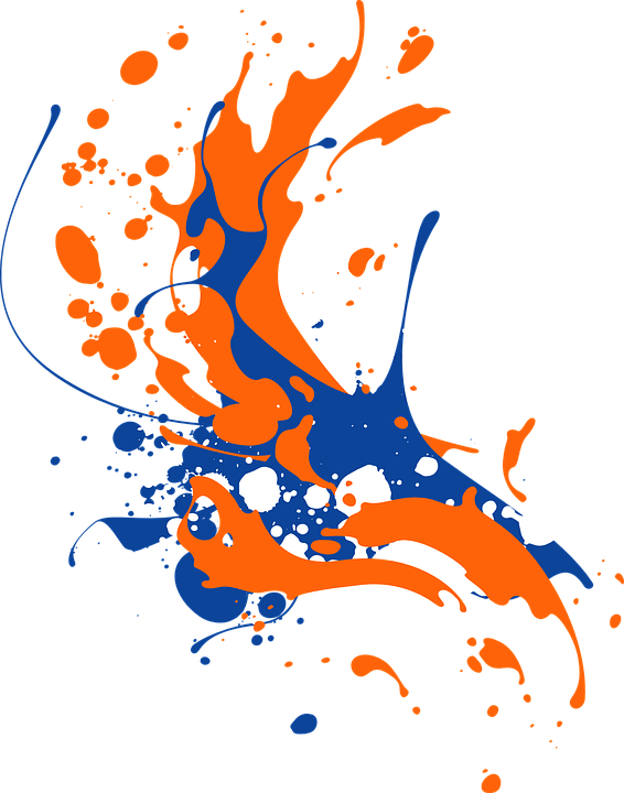 Blue And Orange Splatter Clipart (566x720), Png Download