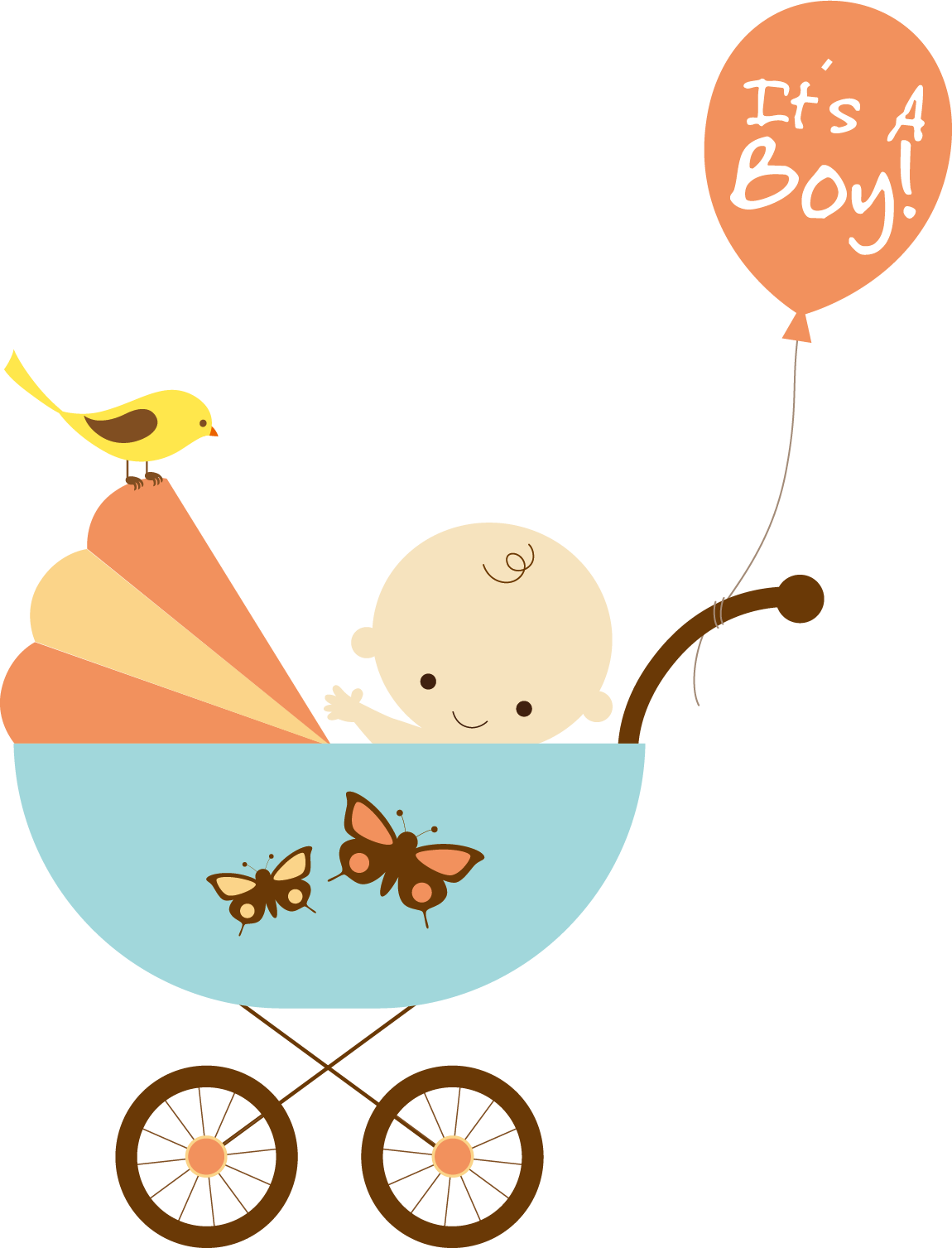 Orange Clipart Baby Carriage - Baby Shower Images Png Transparent Png (1150x1507), Png Download