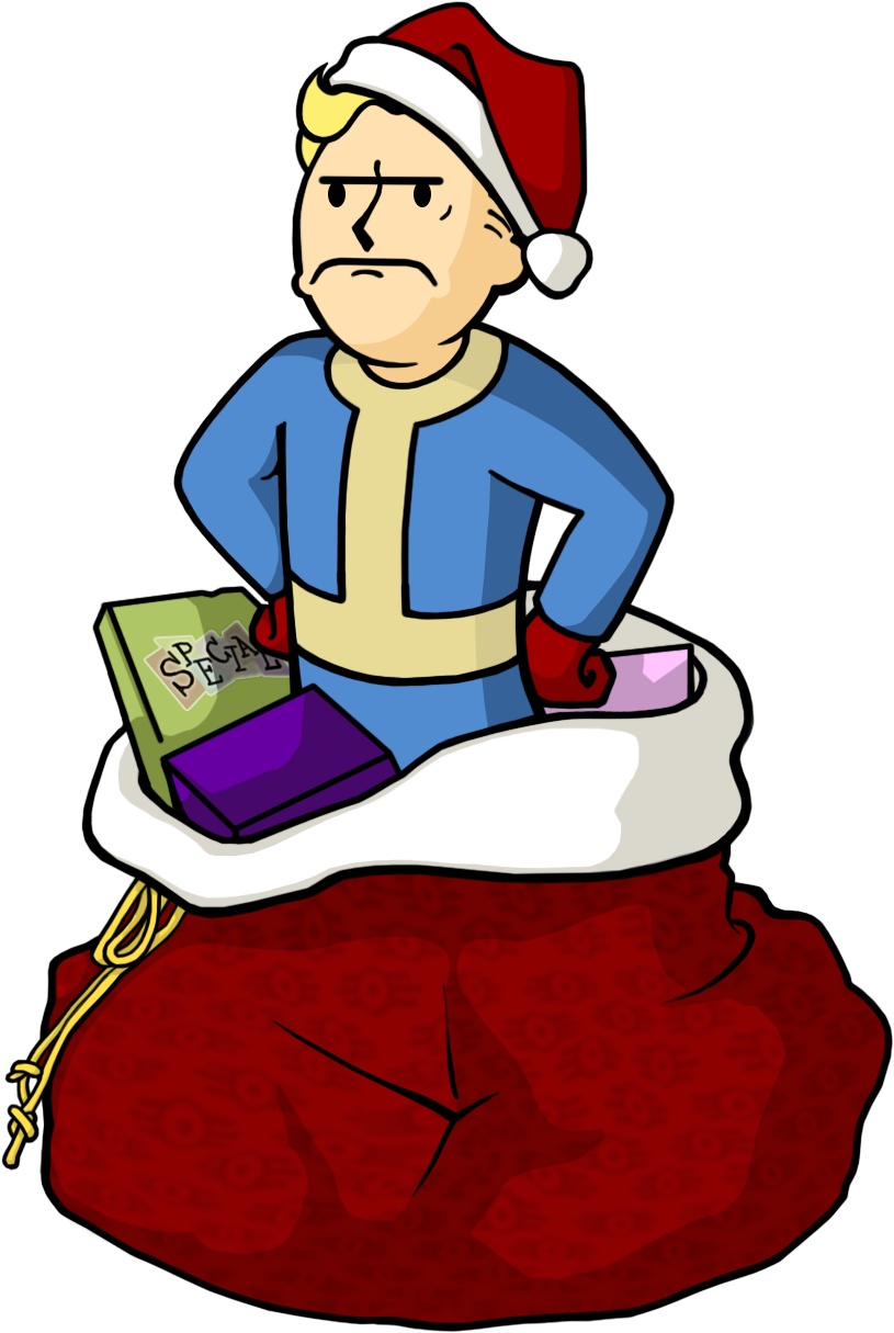Vault Boy Vault Tec Happy New Year Merry Christmas - Vault Tec Boy Christmas Clipart (1000x1500), Png Download