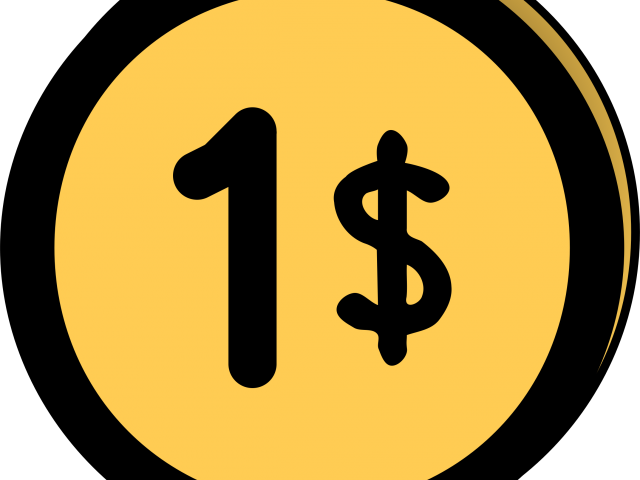 Coin Clipart 1 Dollar - One Dollar Sign Png Transparent Png (640x480), Png Download