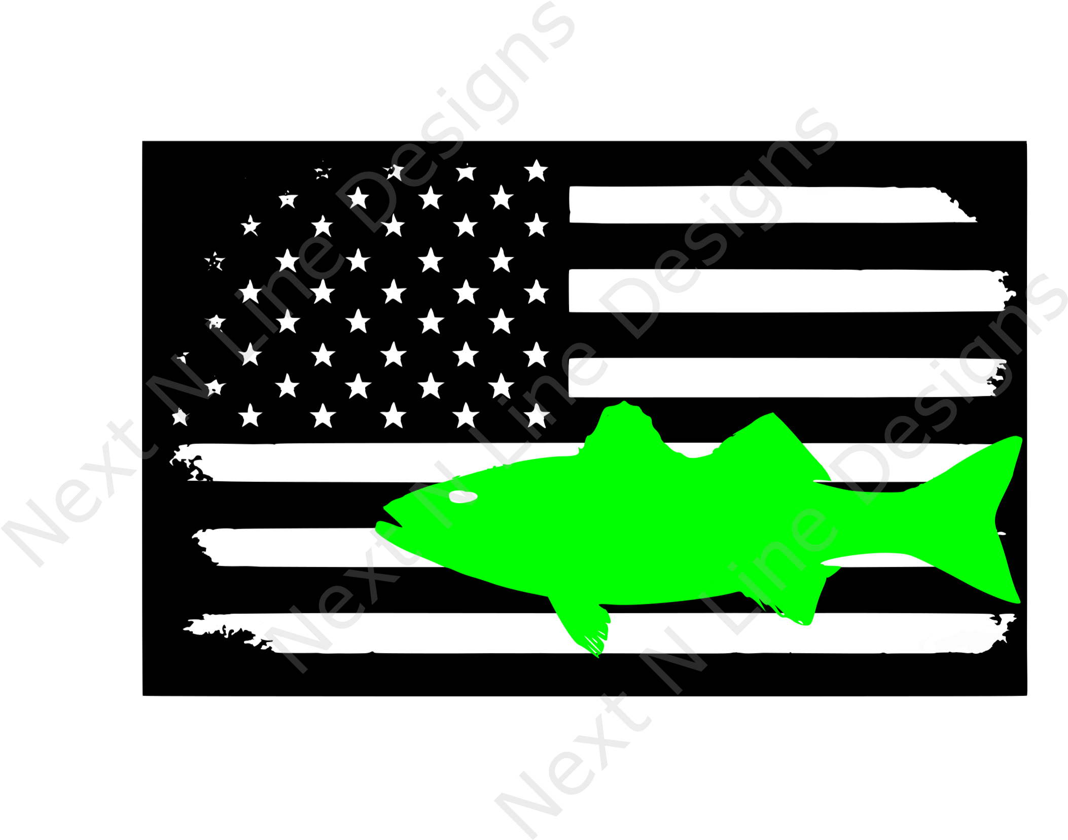 Rockfish Striped Bass Decal - Bandera De Estados Unidos Vintage Clipart (2116x1661), Png Download