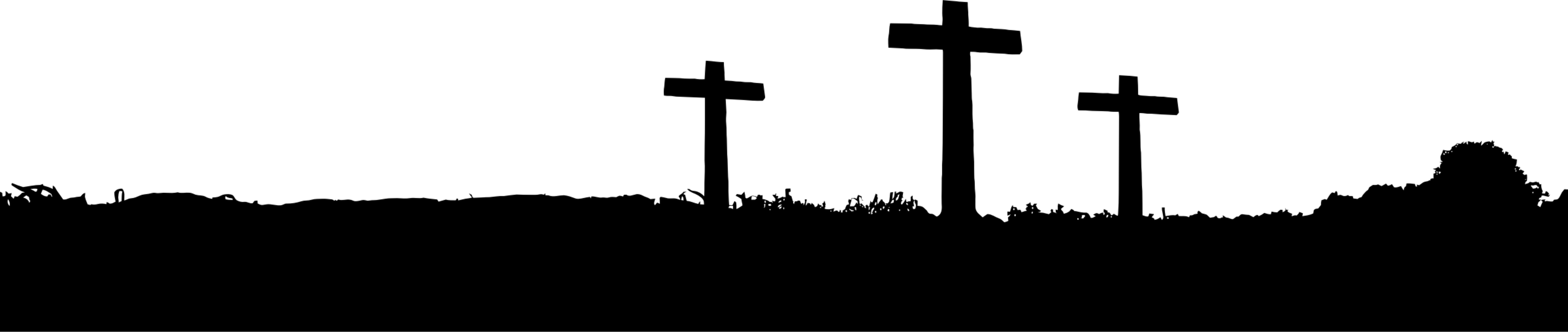 Png Transparent Easter Cross Clipart Free - Three Crosses Silhouette (2400x508), Png Download