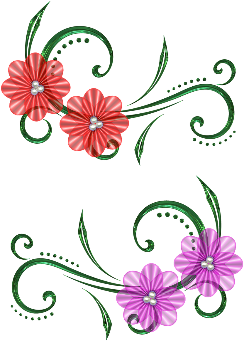 Floral Clipart Scrollwork - Flower Scrapbook Design Drawing - Png Download (761x1051), Png Download