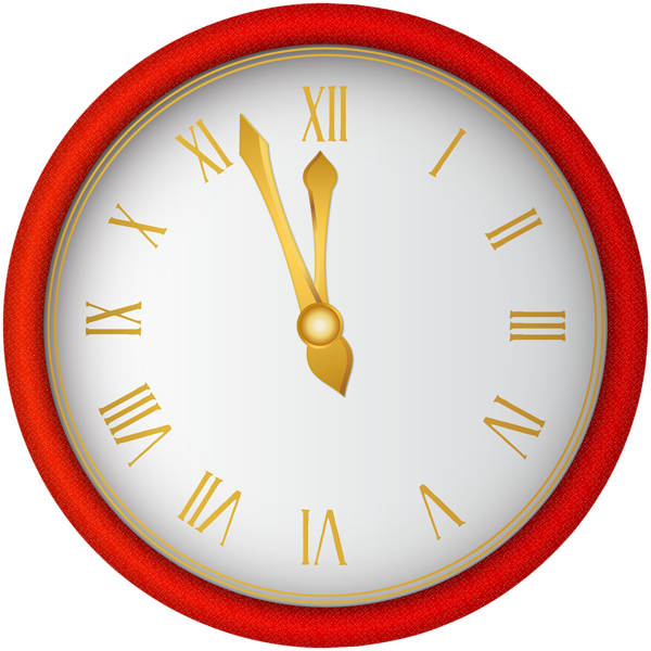 Red New Year Clock Png Clip Art Image - Huppme Analog 28 Cm Dia Wall Clock Transparent Png (600x600), Png Download