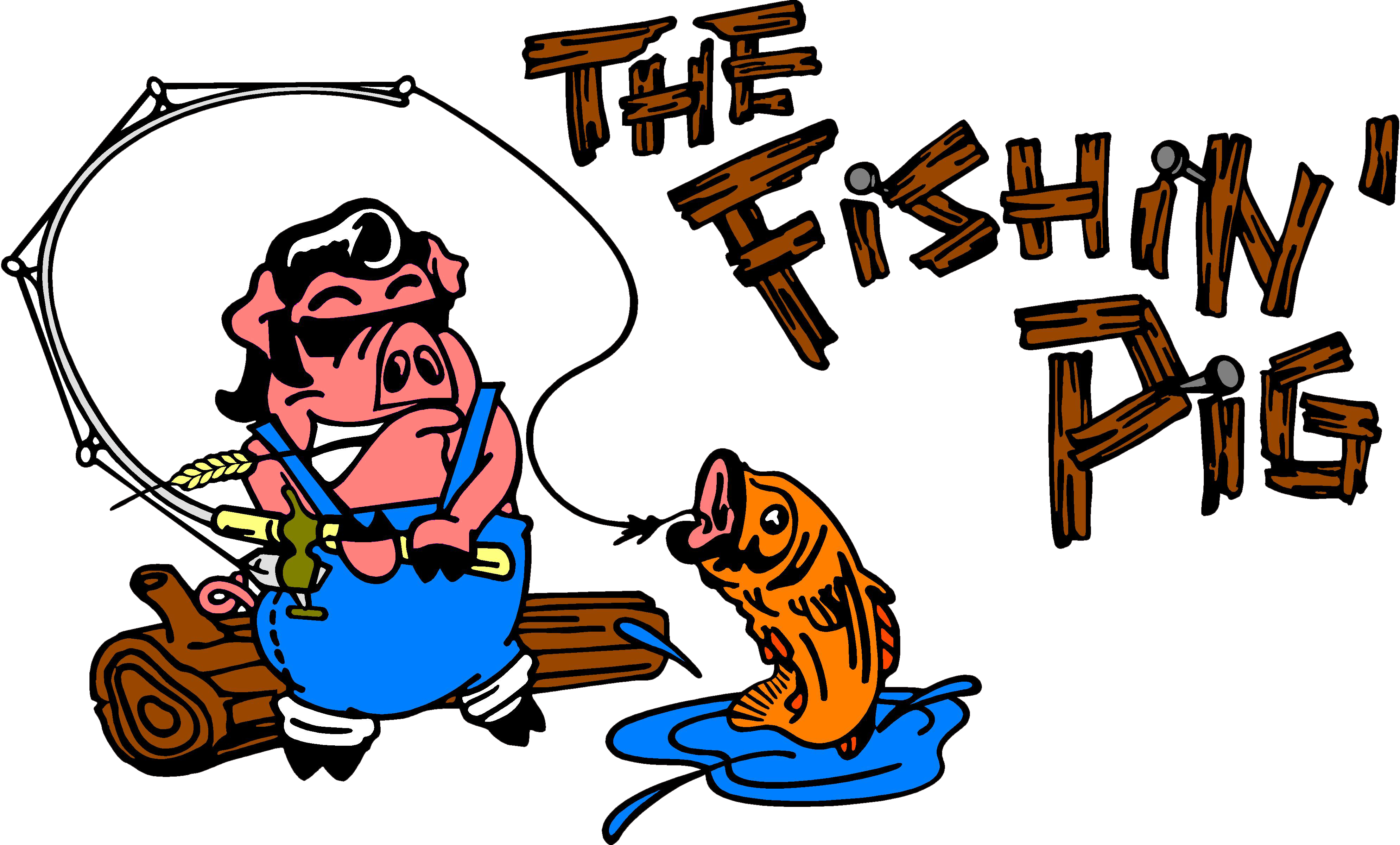 Fishin Pig Clipart (3979x2400), Png Download