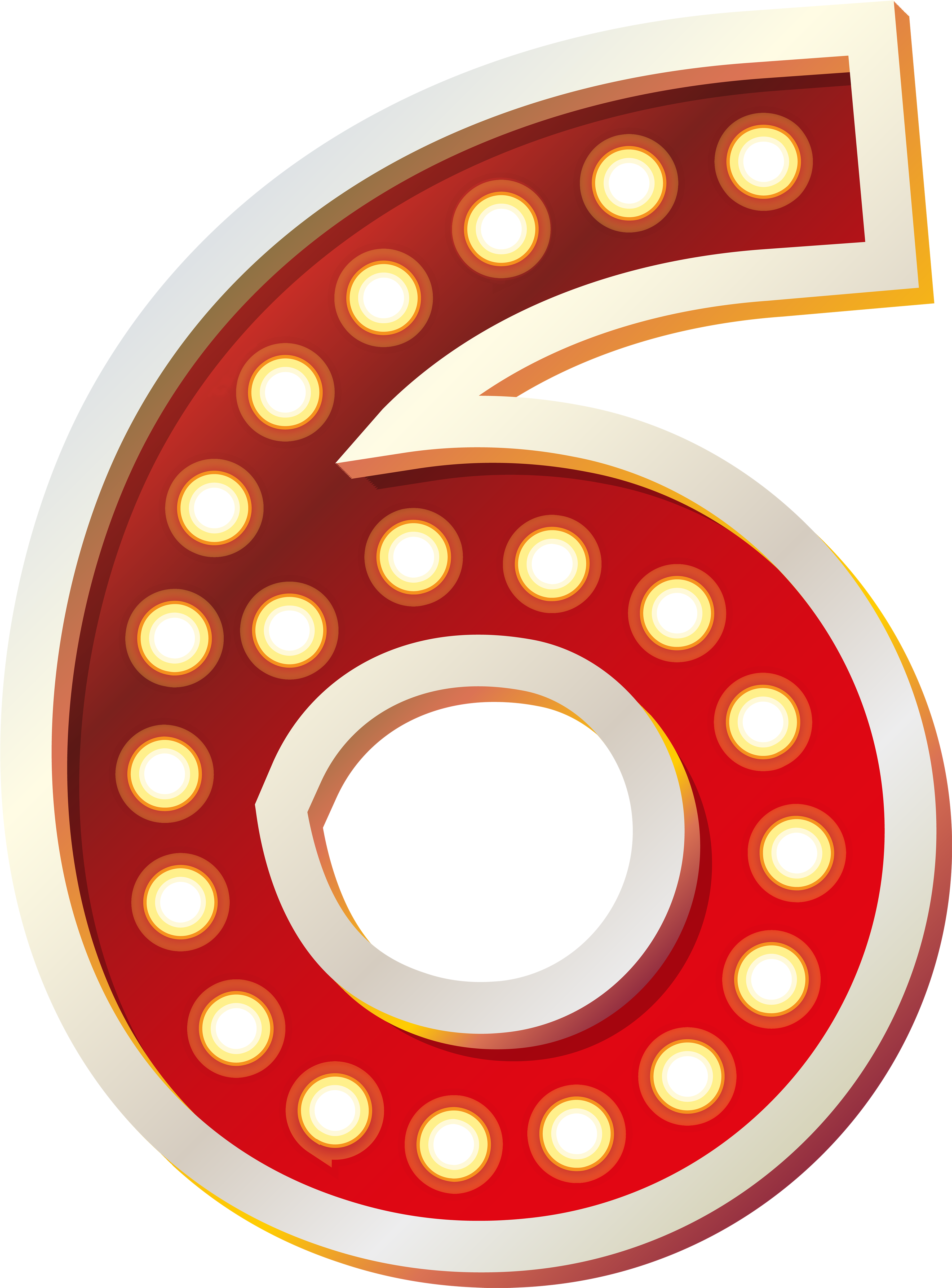 Red Number With Lights Png Clip Art - Number Six Clipart Transparent Png (3698x5000), Png Download