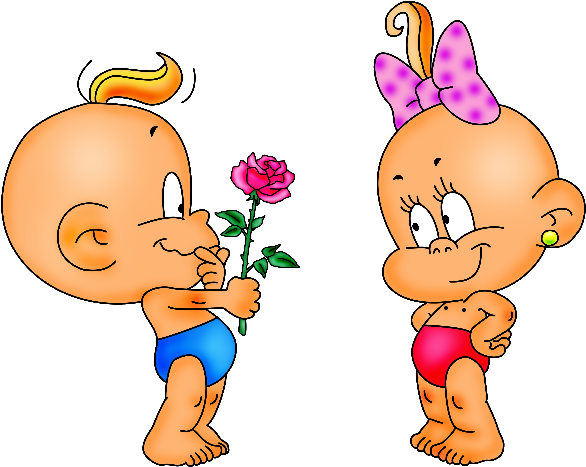 Cute Baby With Flowers Cartoon Clip Art Images Are - Child - Png Download (600x600), Png Download