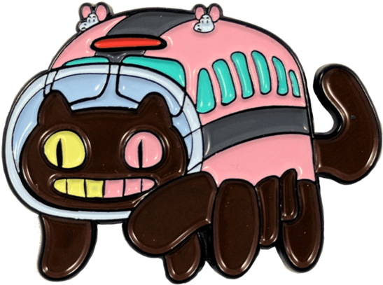 Two Things I Love - Cookie Cat Bus Pin - Collector Lapel - Illustrated Clipart (600x600), Png Download