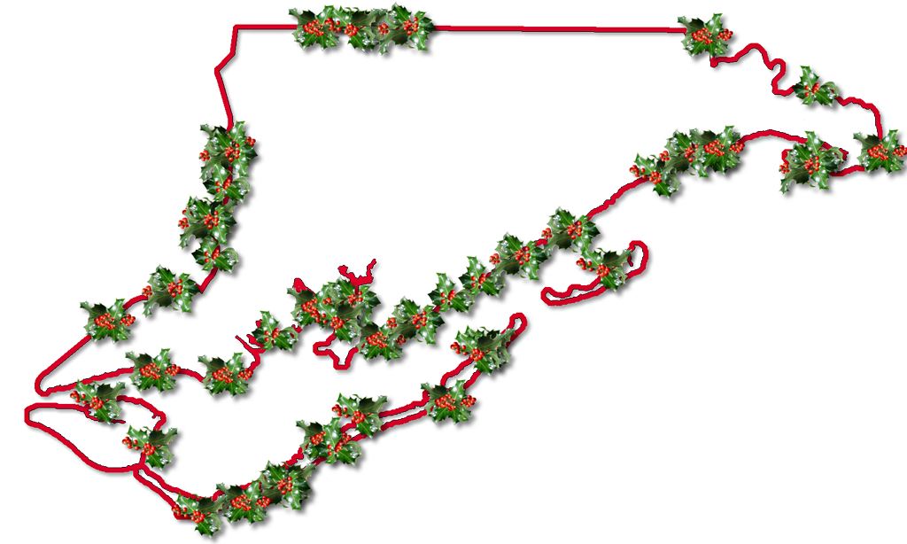Inner Drop Shadow, And Randomly Placed Holly Leaves - Christmas Tree Clipart (1024x614), Png Download