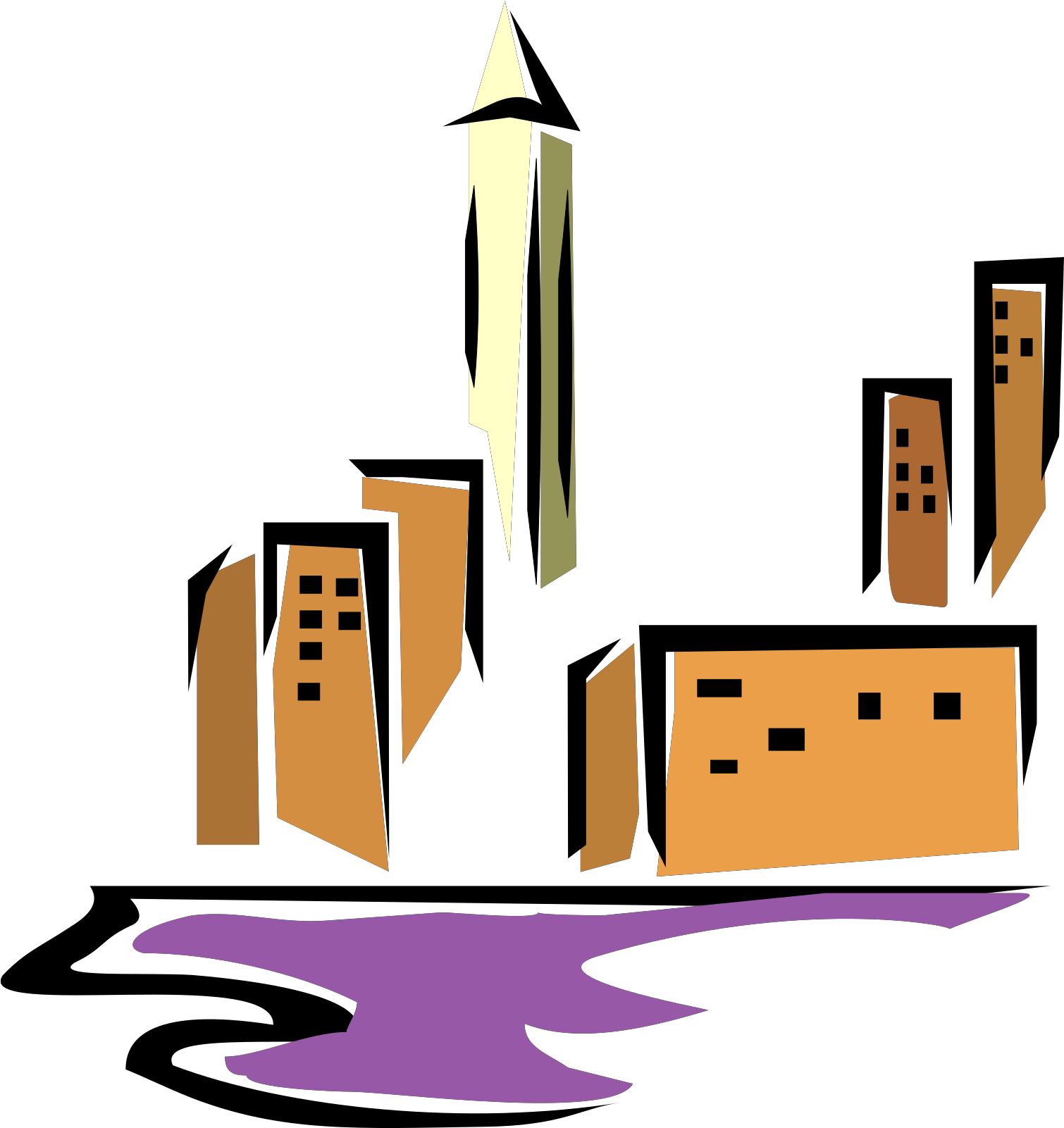 How To Set Use Buildings By Water Svg Vector Clipart (564x598), Png Download