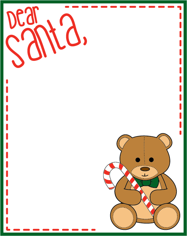 Santa Letter Free Printable - Teddy Bear Clipart (612x792), Png Download