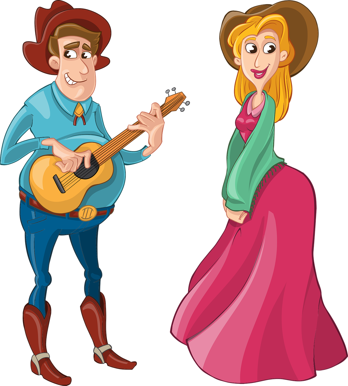 Boogie Back To Bastrop - Cowboy Couple Cartoon Clipart (1152x1280), Png Download