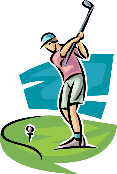 Golfer Swings Club Vector Image Illustration Of - Illustration Clipart (472x700), Png Download