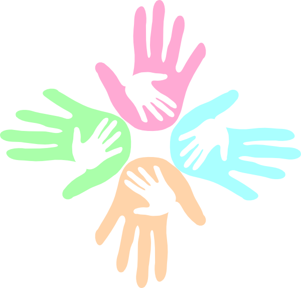 Four Colored Hands Pastel 2 Svg Clip Arts 600 X 574 - Png Download (600x574), Png Download