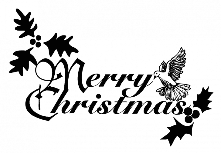 Clipart Public Domain - Merry Christmas Clipart Black And White - Png Download (728x505), Png Download