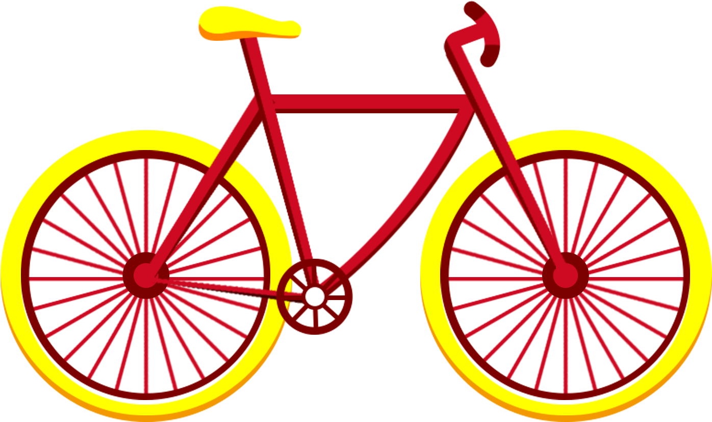 Red Yellow Bicycle Vehicle Flat Wind Png And Psd - Cycling Puns Clipart (2000x2000), Png Download