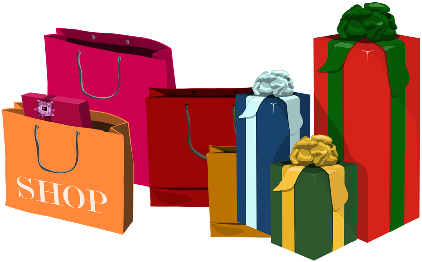 Purse Clipart Png - Christmas Shopping Clipart Png Transparent Png (838x520), Png Download