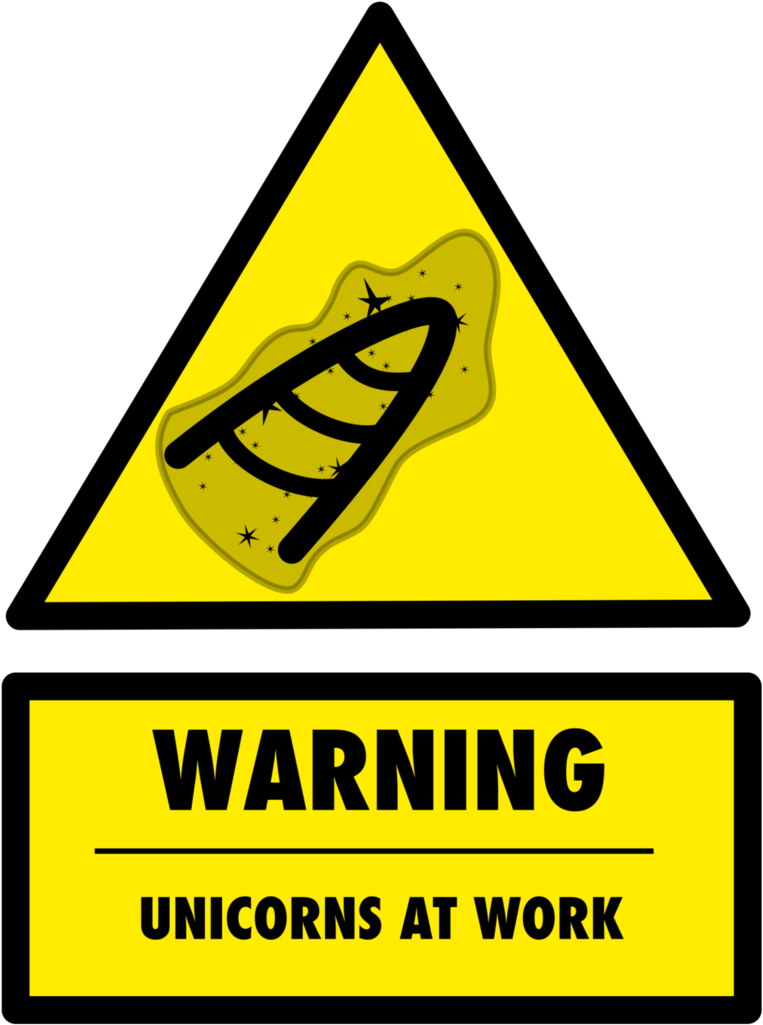 Unicorn Caution Sign By Burntcircuit - Danger Moving Machinery Sign Clipart (763x1025), Png Download