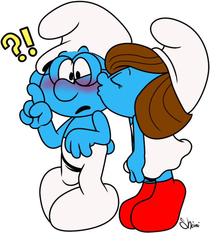 Grumpy Smurf Meme - Brainy Smurf In Love Clipart (693x764), Png Download