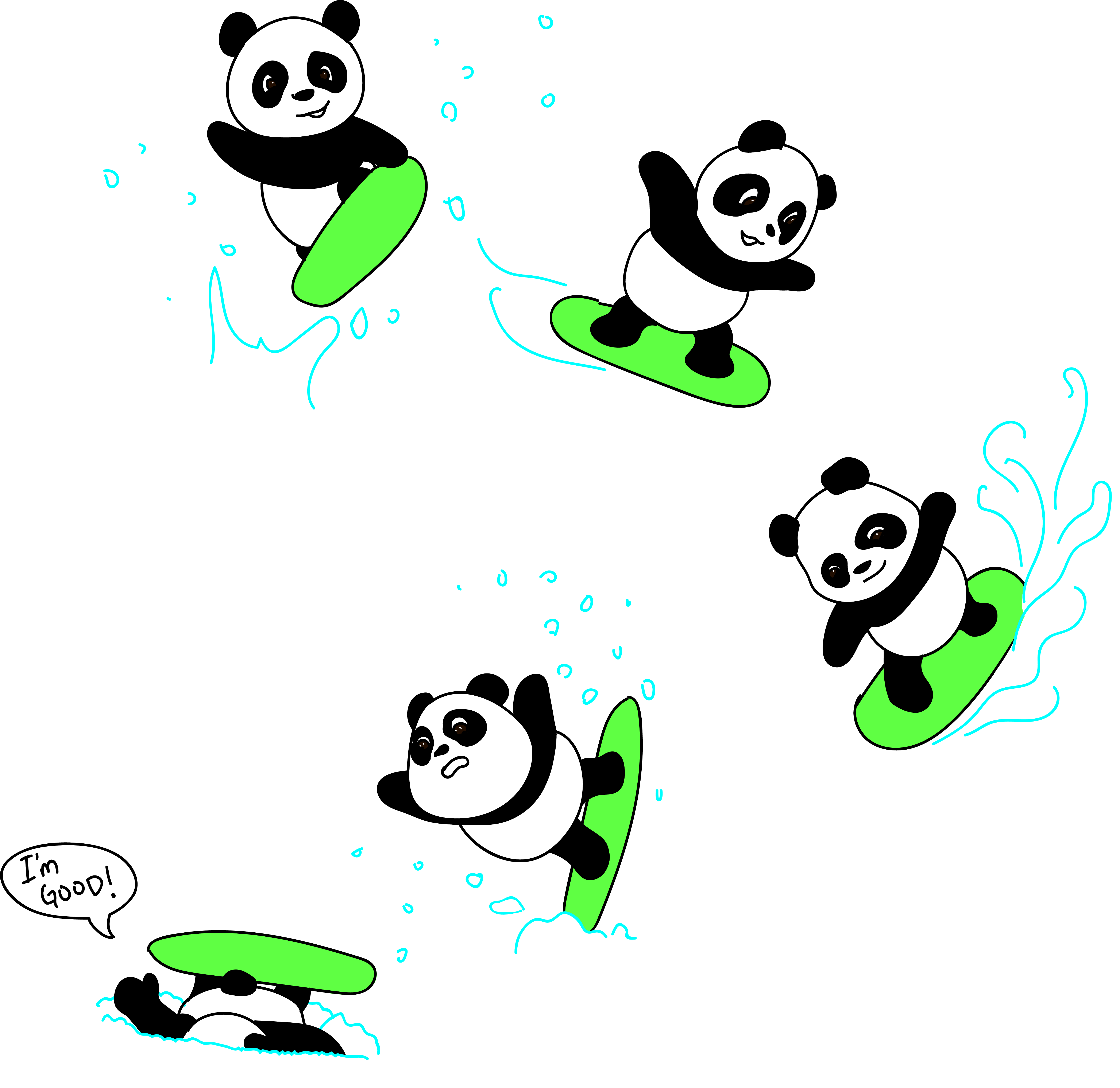 Are You Like A Panda When You Snowboard Me Too - Cartoon Clipart (5310x5160), Png Download